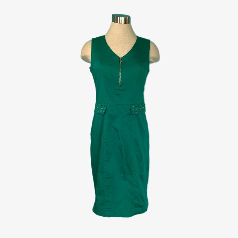 Camomilla Italia Size IT 46/US 10 Green Fitted Dress Made in Italy